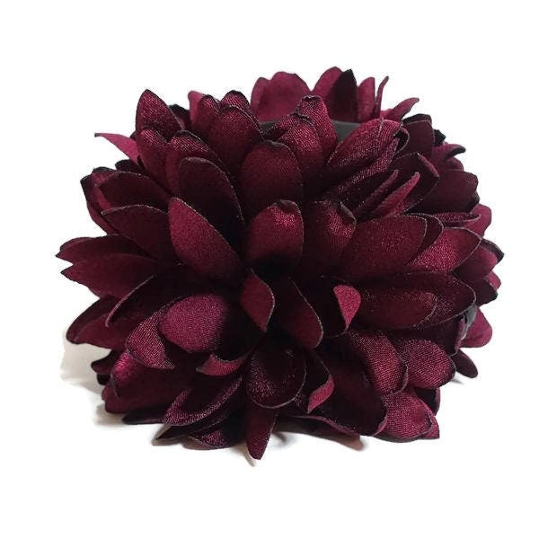 veryshine.com Hair Claw Burgundy Chrysanthemum Flower motivated Hair Jaw Claw Clip Women Hair Accessory