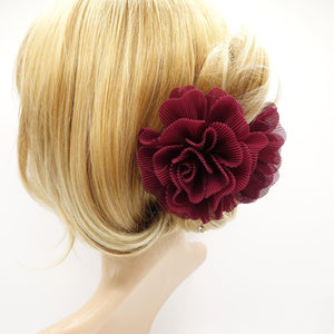 veryshine.com Hair Claw Burgundy Pleat Petal Dahlia Flower Hair Jaw Claw Gift Women Hair Accessories