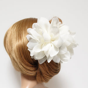veryshine.com Hair Claw Cream white big elliptic petal chiffon flower hair claw women hair clip accessory
