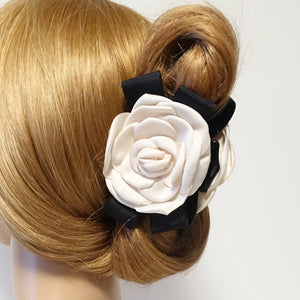 veryshine.com Hair Claw Cream white camellia decorated flower hair jaw claw women floral hair clamp