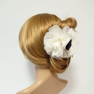 veryshine.com Hair Claw Cream white Pleat Petal Dahlia Flower Hair Jaw Claw Gift Women Hair Accessories