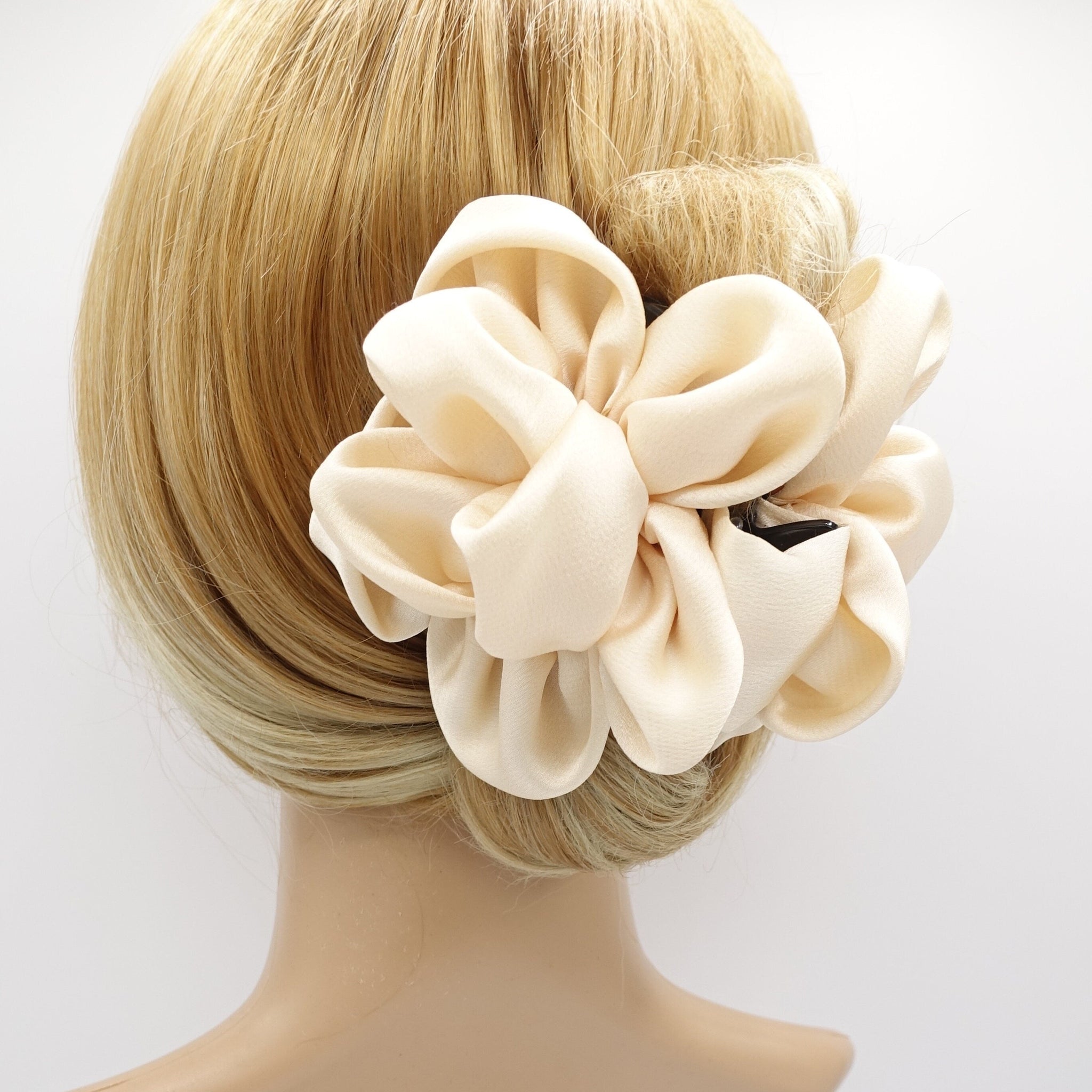 veryshine.com Hair Claw Cream white satin flower hair claw