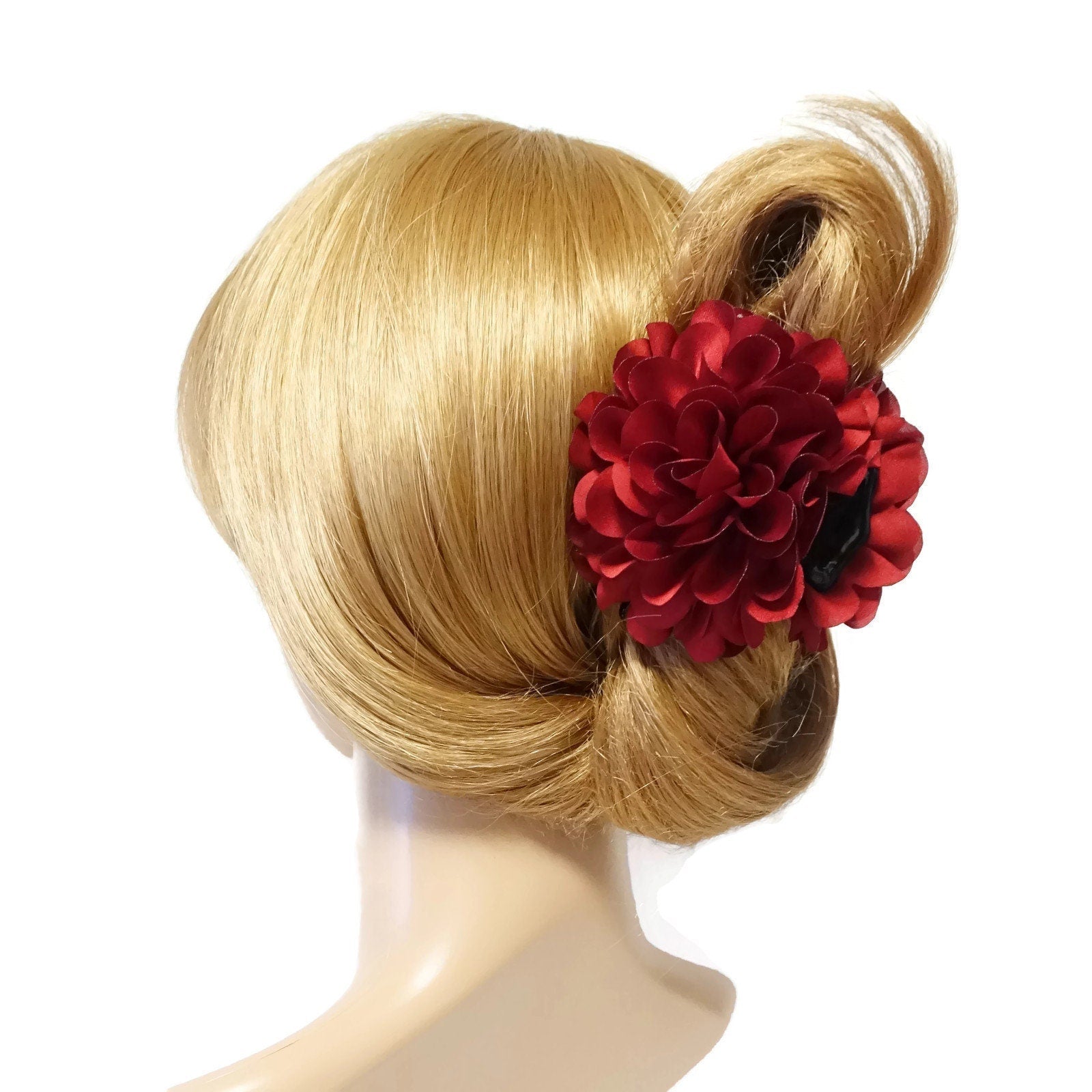 veryshine.com Hair Claw Dahlia Narrow Petal Fabric Flower Hair Jaw Claw Clip Women Hair Accessories