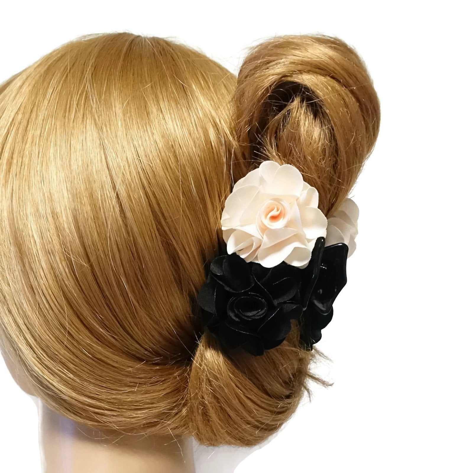 veryshine.com Hair Claw Flower Decorative Hair Jaw Claw Two Flower Hydrangea Flower Hair Clamp Women Hair Clip