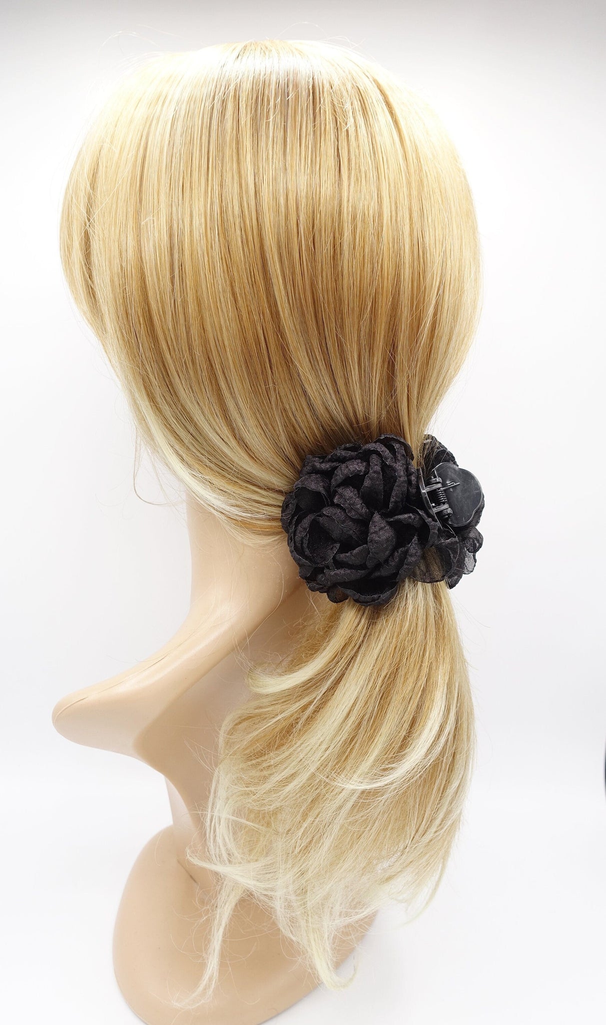 veryshine.com Hair Claw flower hair claw, organza petal clip, flower 3 Prong Claw Clip Women Hair Accessory
