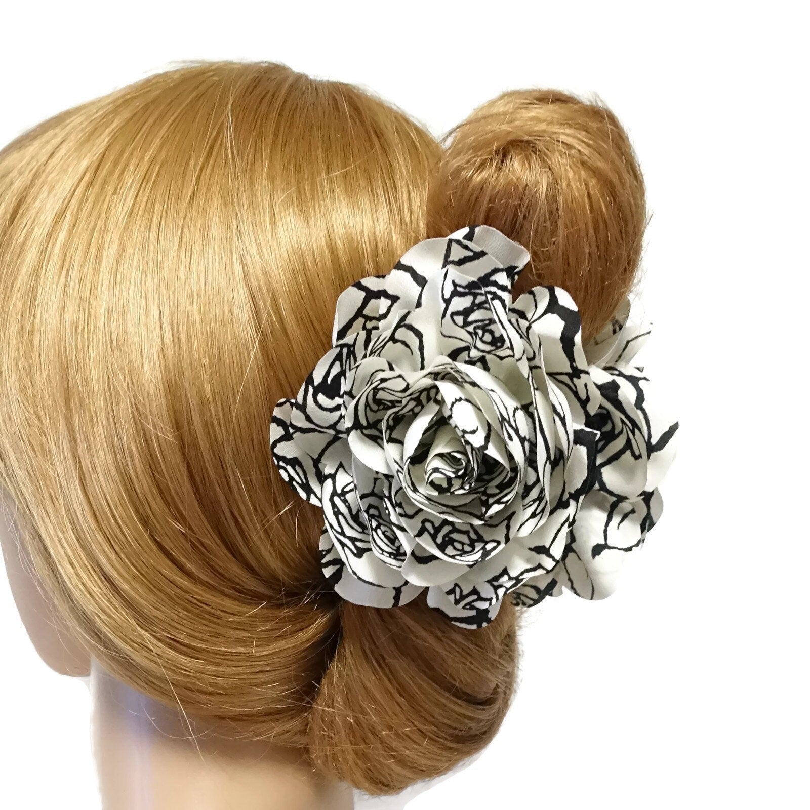 veryshine.com Hair Claw Flower Print Petal Dahlia Flower Hair Jaw Claw Clip Women Flower Hair Accessories