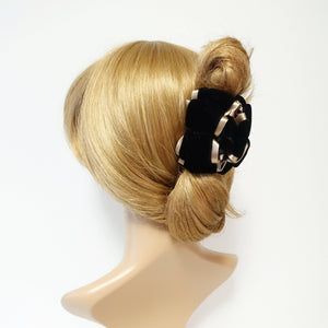 veryshine.com Hair Claw Handmade Velvet Flat Bow Hair Jaw Claw Clamp Luxury Velvet Accessories Clip Women Hair accessory