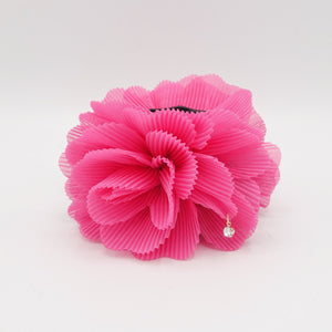 veryshine.com Hair Claw Hot pink Pleat Petal Dahlia Flower Hair Jaw Claw Gift Women Hair Accessories