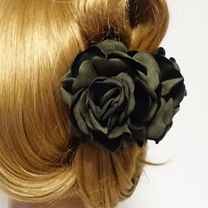 veryshine.com Hair Claw Khaki Suede Two Tone Petal Rose Flower Hair Jaw Claw Clip Women Hair Accessories