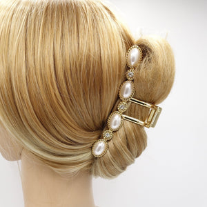 veryshine.com Hair Claw Large gold metal hair claw, pearl hair claw, trendy hair claw for women