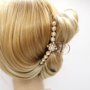 veryshine.com Hair Claw Large gold pearl hair claw, vintage hair claw, bridal hair claw for women