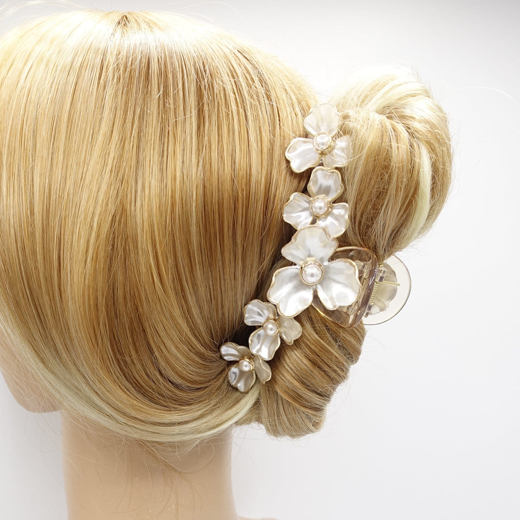 veryshine.com Hair Claw large pearl hair claw flower hair claw, pearl hair accessory for women