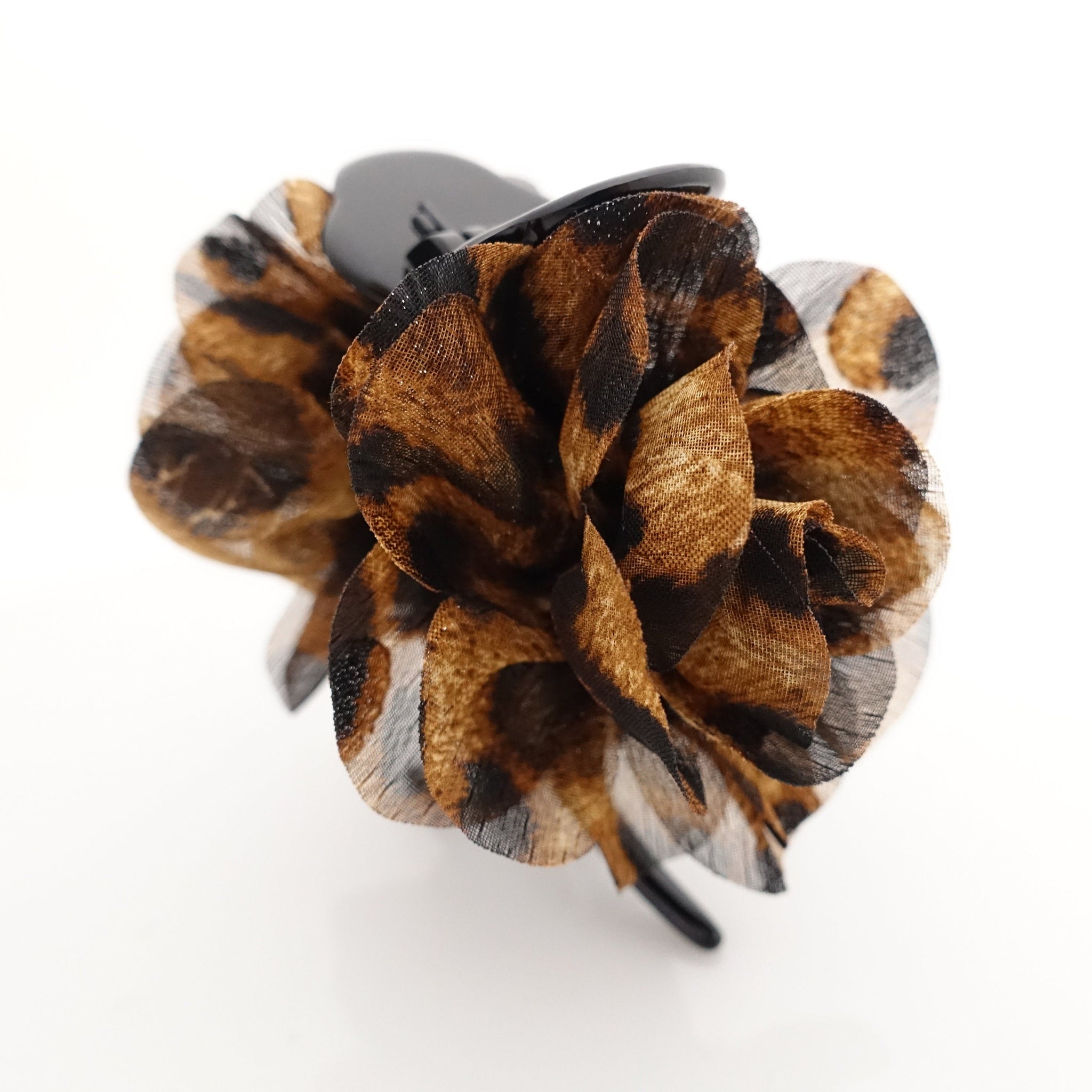 veryshine.com Hair Claw Leopard pearl 3 prong clip mini flower  decorated hair claw women hair accessory