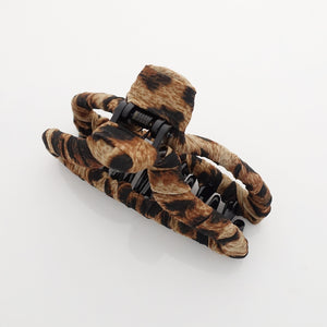 veryshine.com Hair Claw leopard print pattern wrapped hair claw clip women updo hair accessory