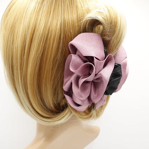 veryshine.com Hair Claw mauve pink wave flower hair claw Pearl Glittering Satin Flower Hair Jaw clamp handmade women accessory