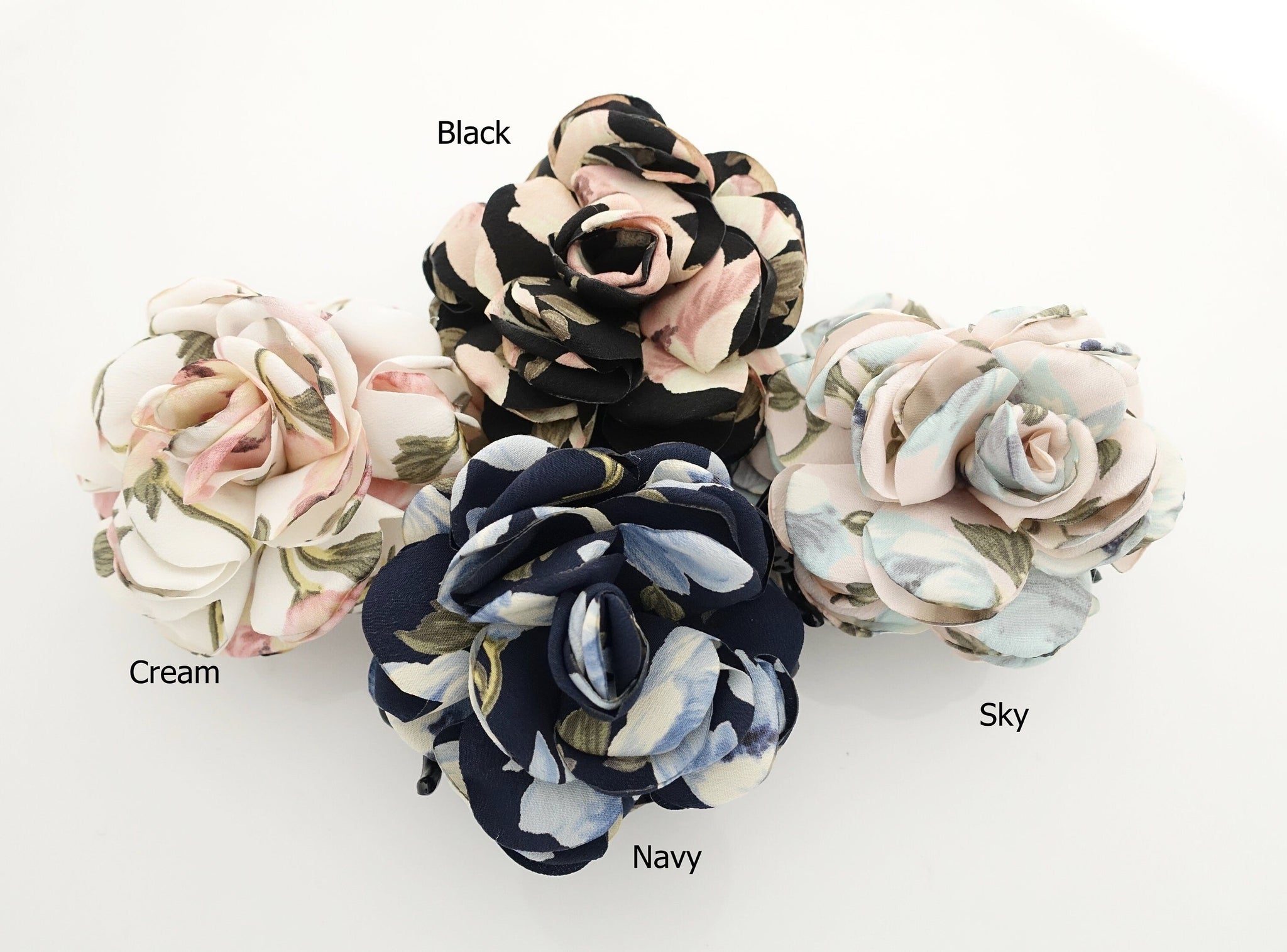 veryshine.com Hair Claw multi color tone flower hair claw leaf print petal flower hair jaw claw for women