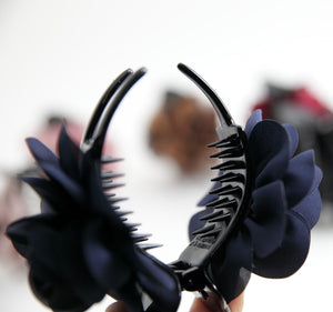 veryshine.com Hair Claw Navy 3 prong clip mini flower  decorated hair claw women hair accessory