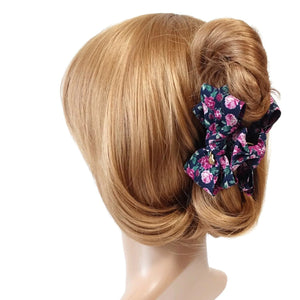 veryshine.com Hair Claw Navy flower print floral hair bow claw women pretty bow hair clamp