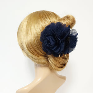 veryshine.com Hair Claw Navy Pleat Petal Dahlia Flower Hair Jaw Claw Gift Women Hair Accessories