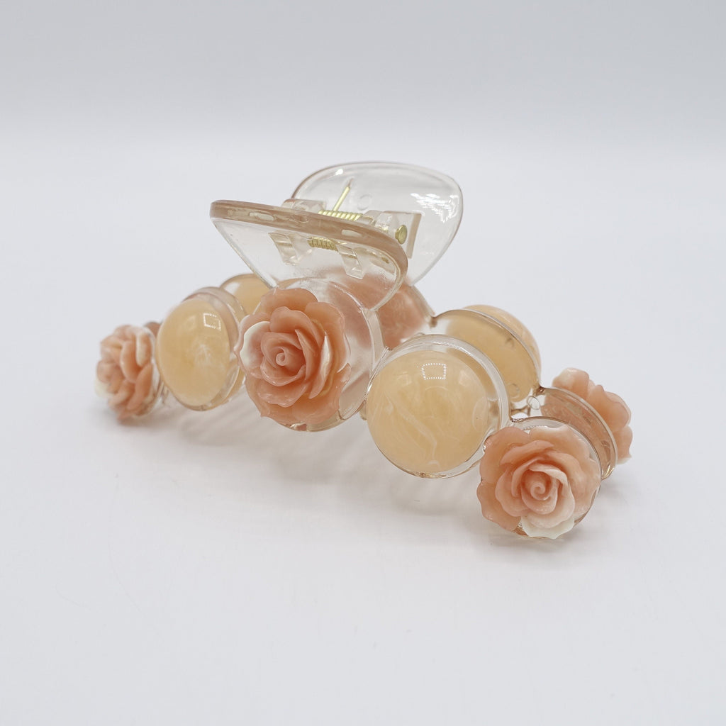 veryshine.com Hair Claw Peach beige rose marble hair claw flower embellished hair clamp for women