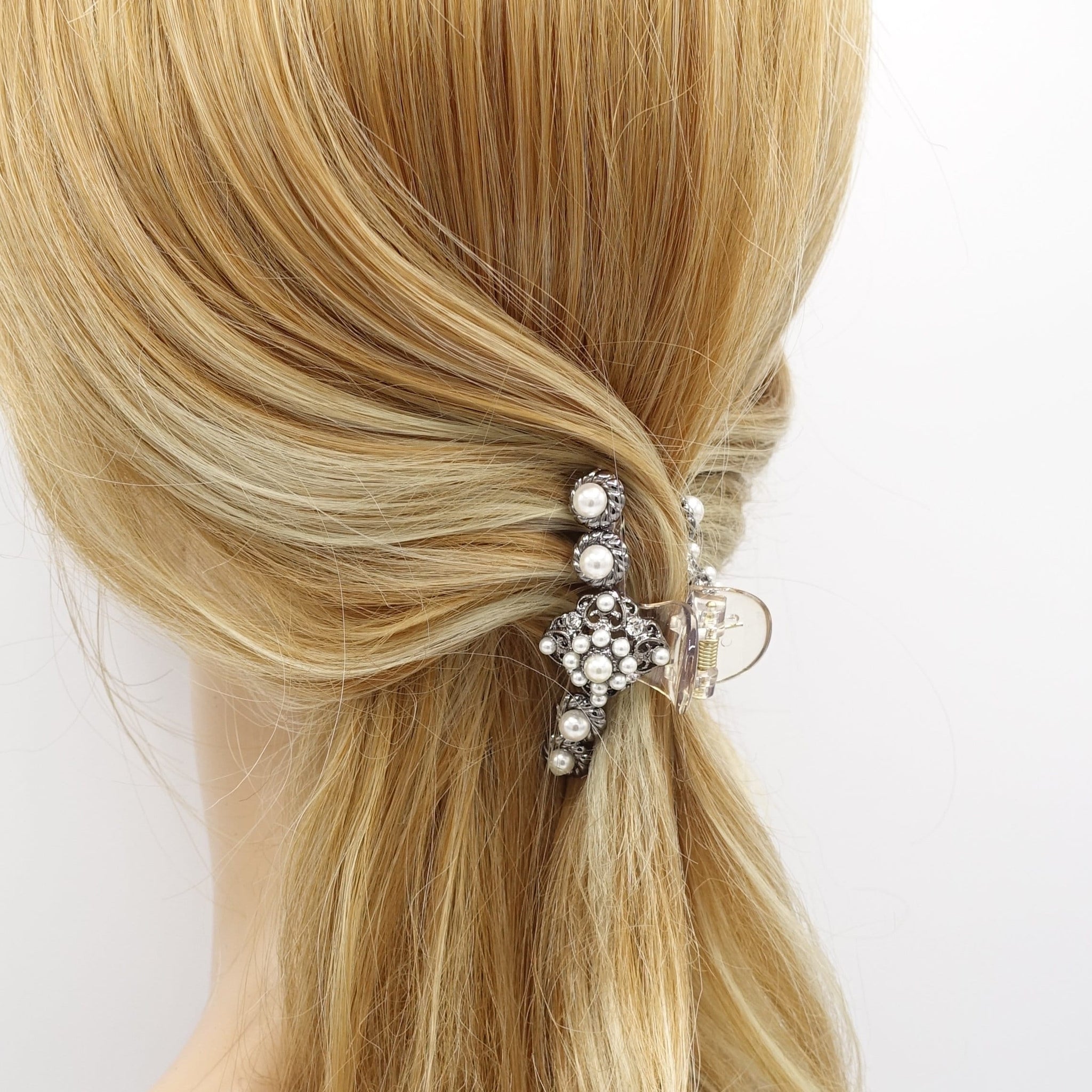 veryshine.com Hair Claw pearl hair claw, vintage hair claw, bridal hair claw for women