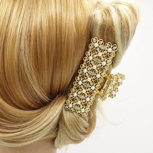 veryshine.com Hair Claw pearl rhinestone hair claw rectangle clutch bag pattern hair clamp for women
