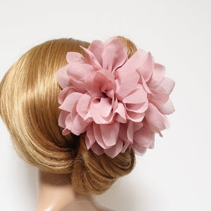 veryshine.com Hair Claw Pink big elliptic petal chiffon flower hair claw women hair clip accessory