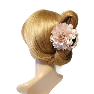 veryshine.com Hair Claw Pink Dahlia Narrow Petal Fabric Flower Hair Jaw Claw Clip Women Hair Accessories
