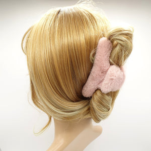 veryshine.com Hair Claw Pink faux fur decorated hair claw Fall Winter clamp women hair accessory