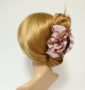 veryshine.com Hair Claw Pink Handmade Grosgrain Flower Bow Two Tone Hair Jaw Claw Clip Women Gift Hair Accessories
