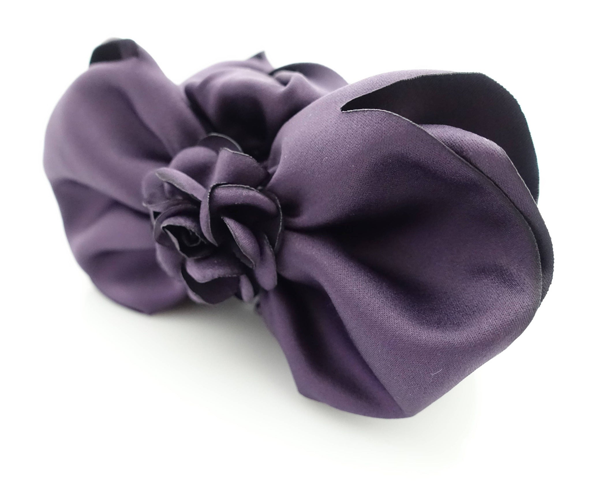 veryshine.com Hair Claw Purple Satin Flower Decorated Multi Layer Bow Hair Claw Clip Women Hair Clamp