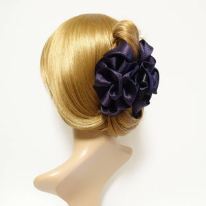 veryshine.com Hair Claw Purple wave flower hair claw Pearl Glittering Satin Flower Hair Jaw clamp handmade women accessory