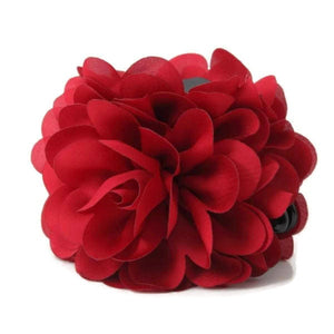veryshine.com Hair Claw Red Dahlia Narrow Petal Fabric Flower Hair Jaw Claw Clip Women Hair Accessories