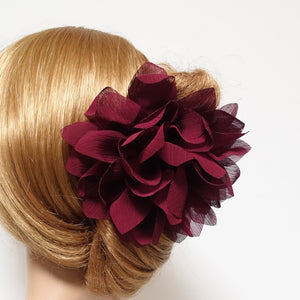 veryshine.com Hair Claw Red wine big elliptic petal chiffon flower hair claw women hair clip accessory