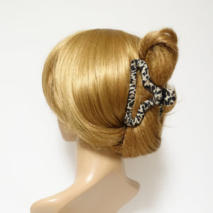 veryshine.com Hair Claw Small print brown leopard print pattern wrapped hair claw clip women updo hair accessory