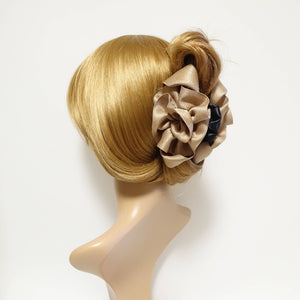 veryshine.com Hair Claw wave flower hair claw Pearl Glittering Satin Flower Hair Jaw clamp handmade women accessory