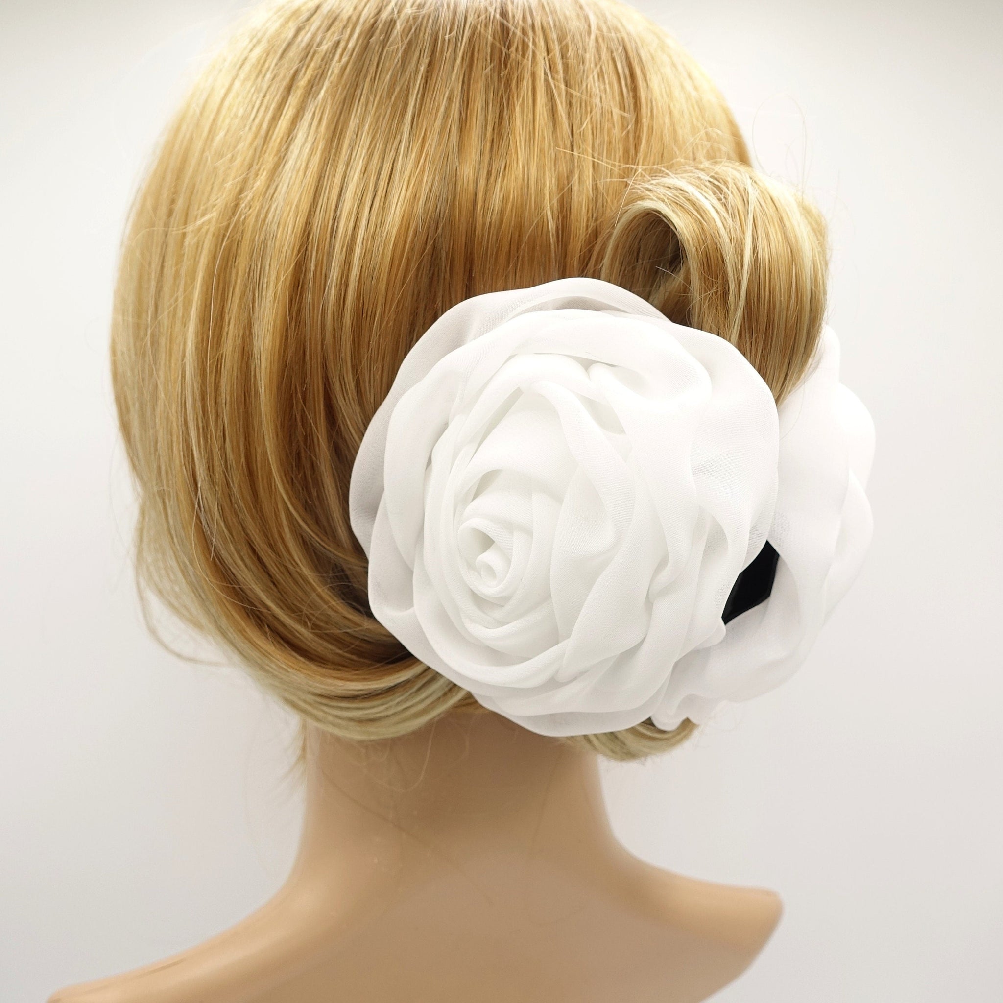 veryshine.com Hair Claw White chiffon flower hair claw updo hair clamp for women