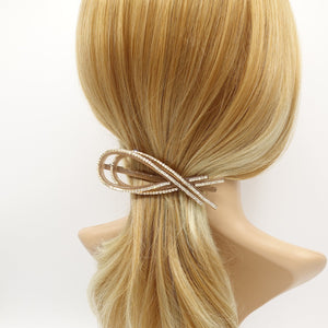 veryshine.com Hair Clip Beige rhinestone embellished cellulose acetate ribbon shape  hair barrette for women