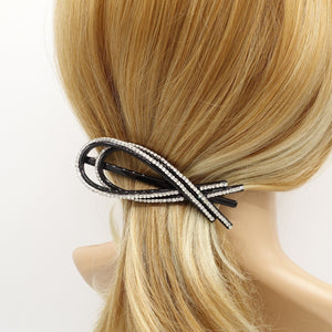 veryshine.com Hair Clip Black rhinestone embellished cellulose acetate ribbon shape  hair barrette for women