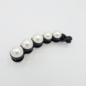 veryshine.com Hair Clip Black Sleek pearl ball decorated banana hair clip elegant women hair accessory