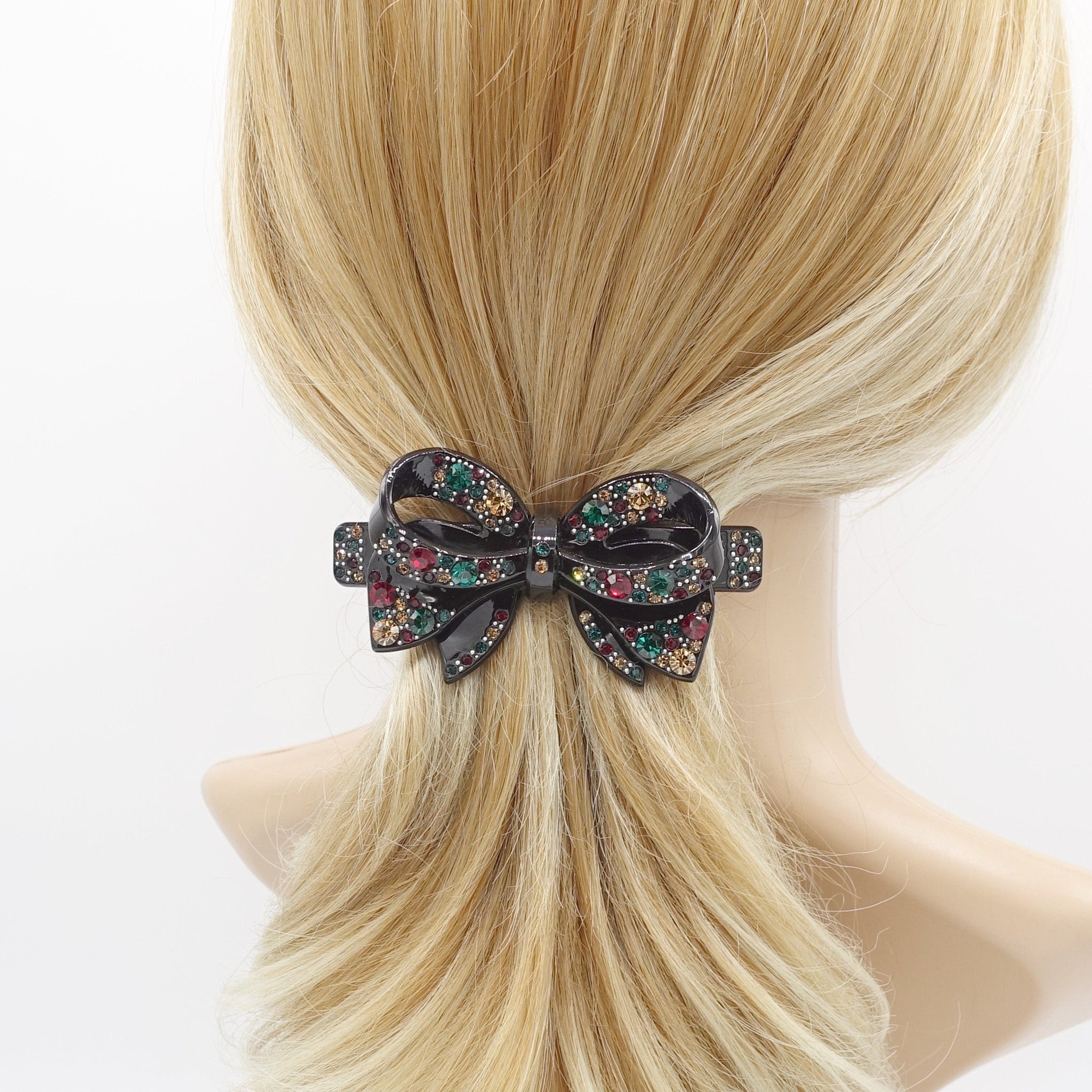 veryshine.com Hair Clip cellulose bow barrette, rhinestone barrette, jeweled bow barrette for women