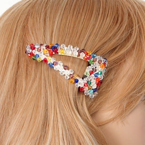 veryshine.com Hair Clip Crystal glass rainbow crystal beaded snap clip wood embellished hair clip woman hair accessory