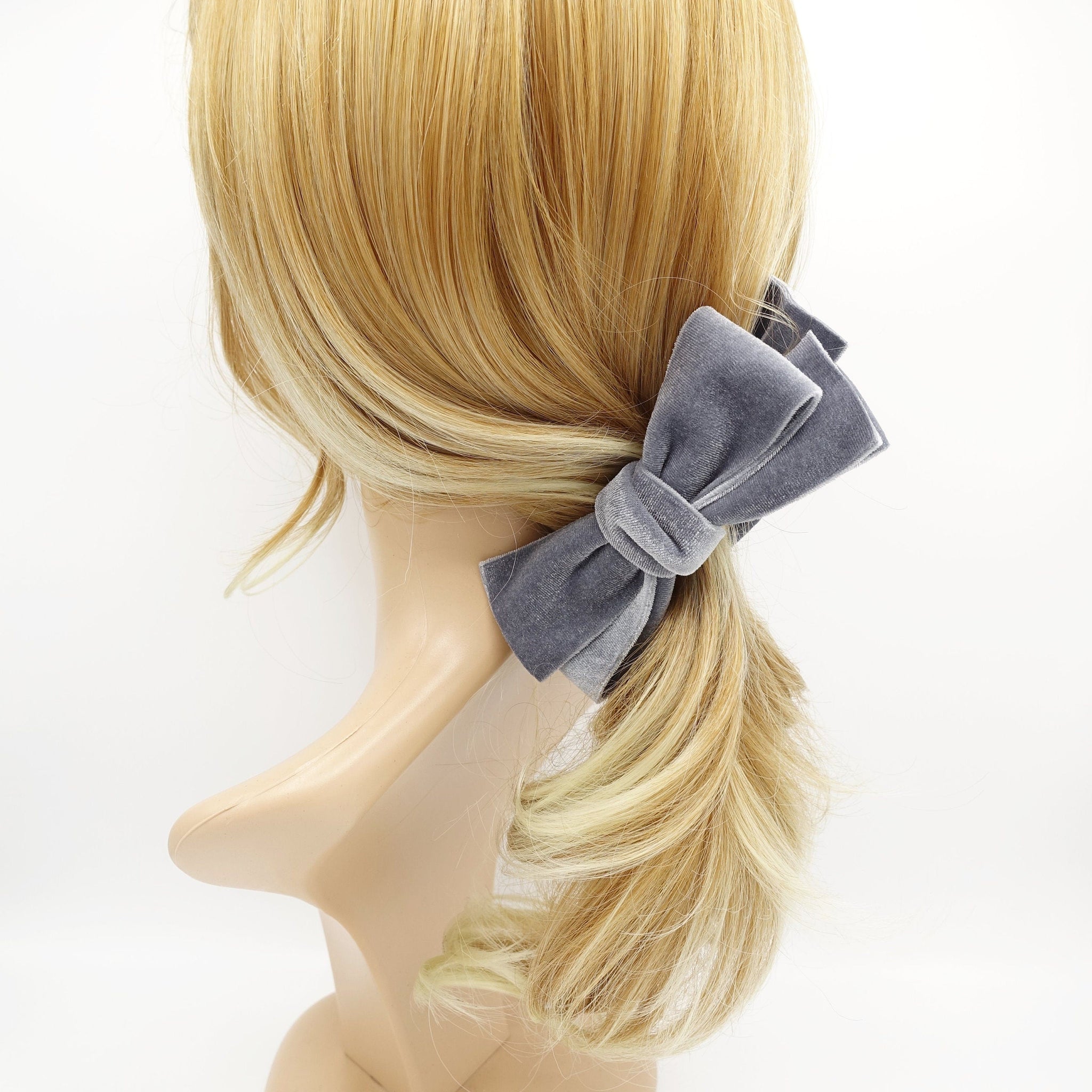 veryshine.com Hair Clip Gray velvet bow banana hair clip