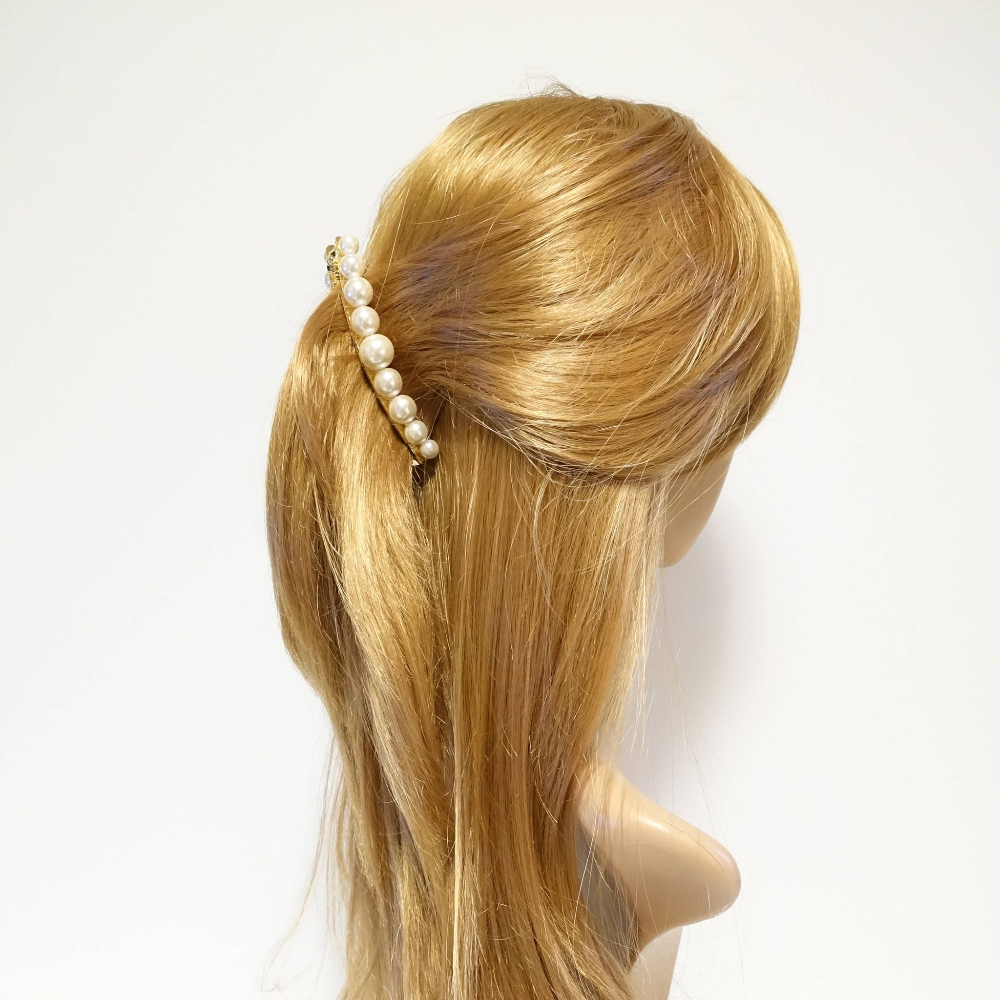 veryshine.com Hair Clip Pearl Ball Beaded French Hair Barrette Banana Hair Clip