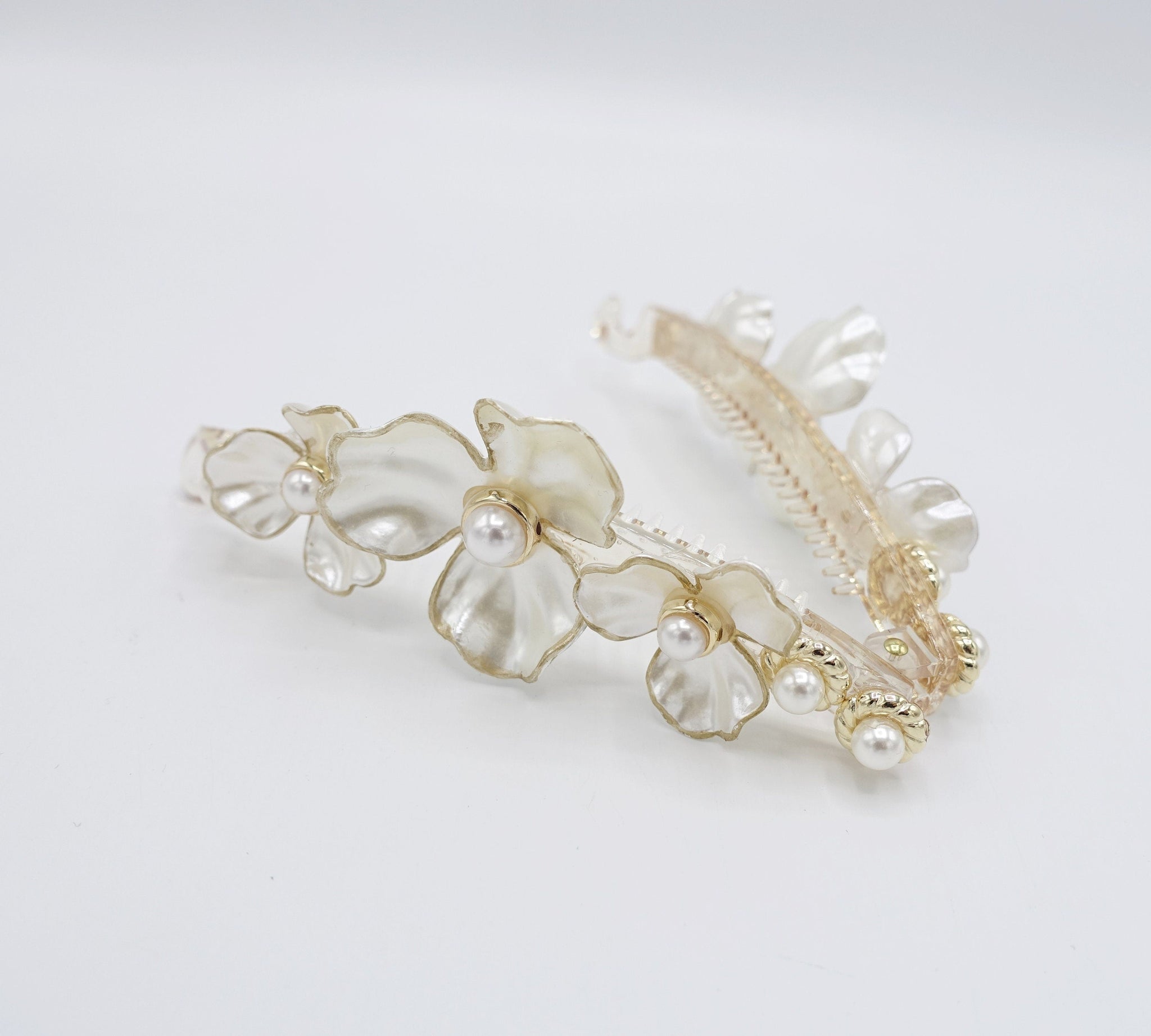 veryshine.com Hair Clip pearl banana hair clip, flower banana clip, elegant hair accessory for women