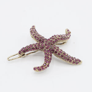 veryshine.com Hair Clip Purple jewel rhinestone embellished star fish side hair clip cute women hair accessory