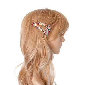 veryshine.com Hair Clip rainbow crystal beaded snap clip wood embellished hair clip woman hair accessory