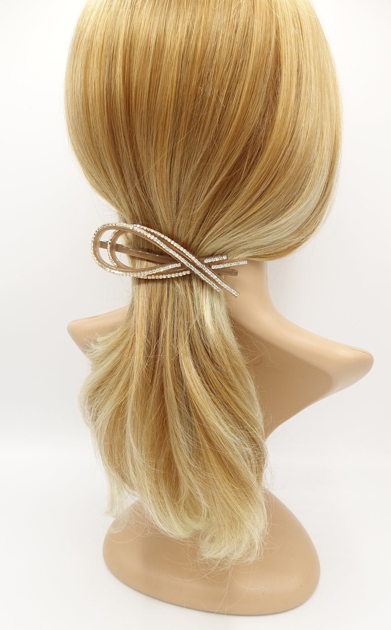 veryshine.com Hair Clip rhinestone embellished cellulose acetate ribbon shape  hair barrette for women