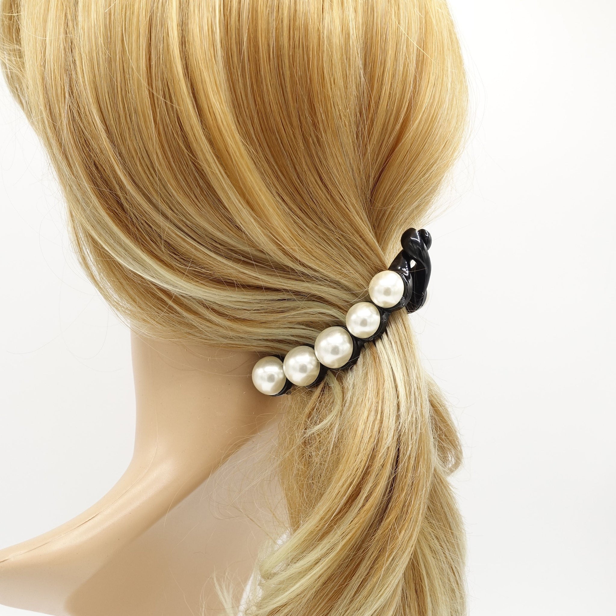 veryshine.com Hair Clip Sleek pearl ball decorated banana hair clip elegant women hair accessory