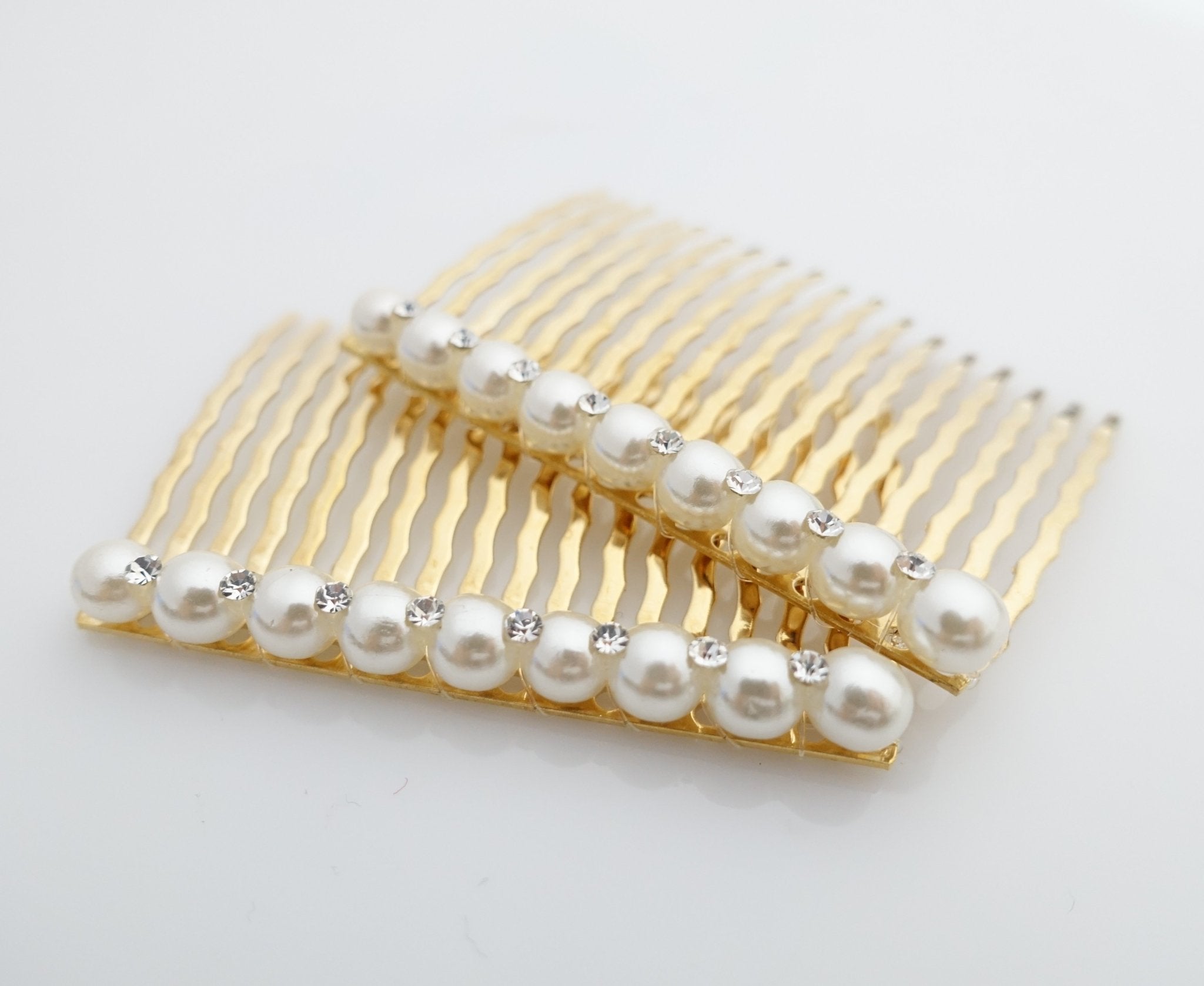 A set of Pearl Rhinestone Decorative 18 teeth Hair Combs
